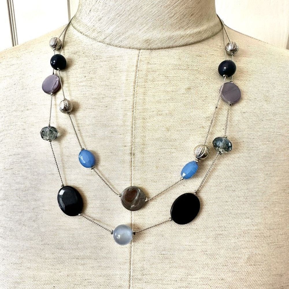 jules b beaded floating double strand necklace